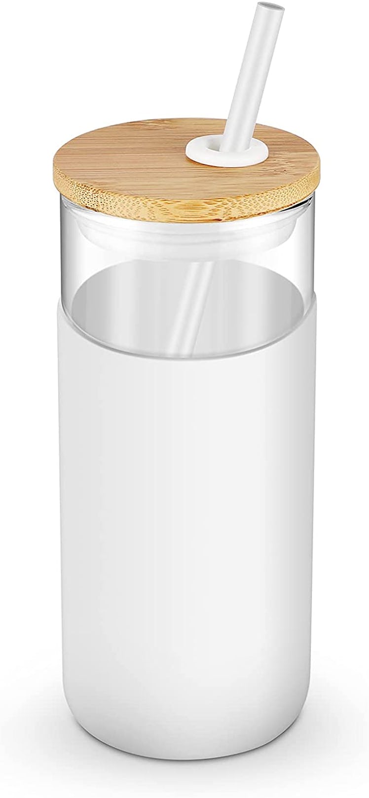 tronco Glass Tumbler with Bamboo Lid and Silicon Straw