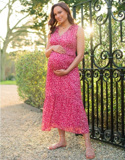 Raspberry Floral Maternity Maxi Dress