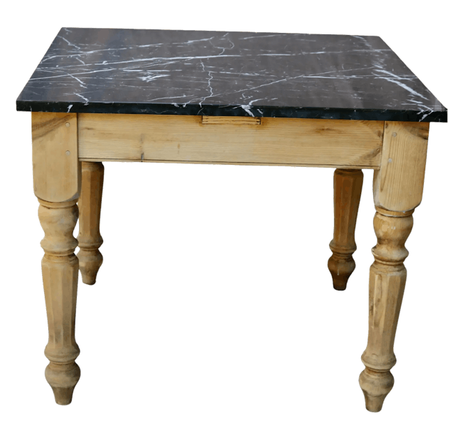 Late 20th Century French Farm Table With Black Marble Top