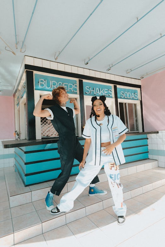 Trevor Dahl and Tinashe on set for "Lean On Me" video.