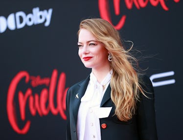 Emma Stone Walks Her First Red Carpet Since 2019 In a Louis Vuitton Suit