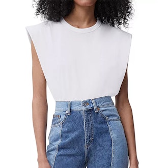 Cotton Shoulder-Pad Top