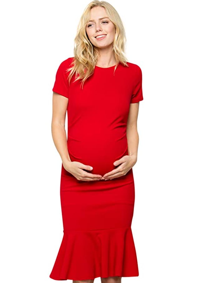 My Bump Maternity Midi Dress in Red
