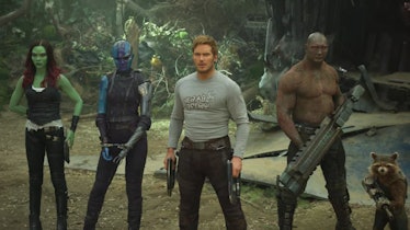 Gamora, Nebula, Star-Lord, Drax, and Rocket in Guardians of the Galaxy Vol. 2