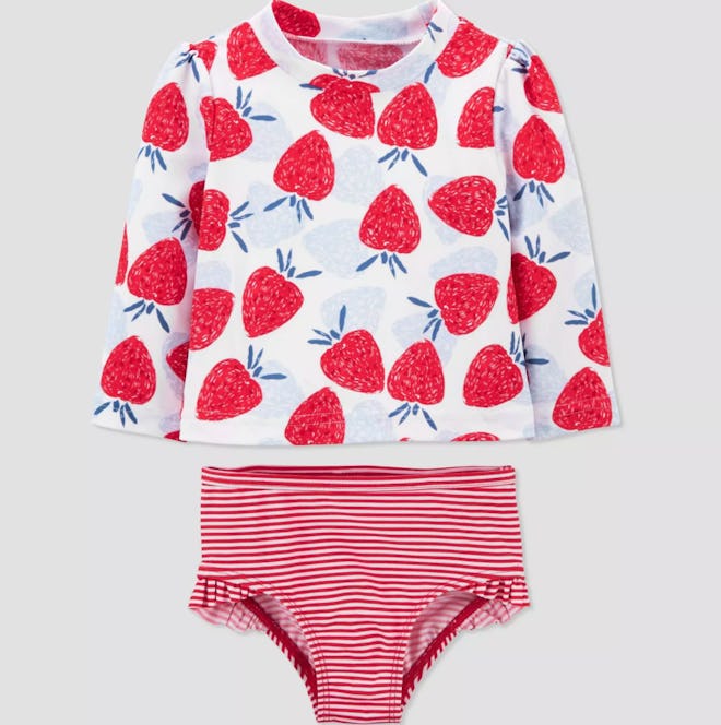 Just One You® Baby Girls' Strawberry Print Long Sleeve Rash Guard Set