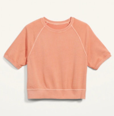 Vintage Garment-Dyed Elbow-Sleeve Sweatshirt