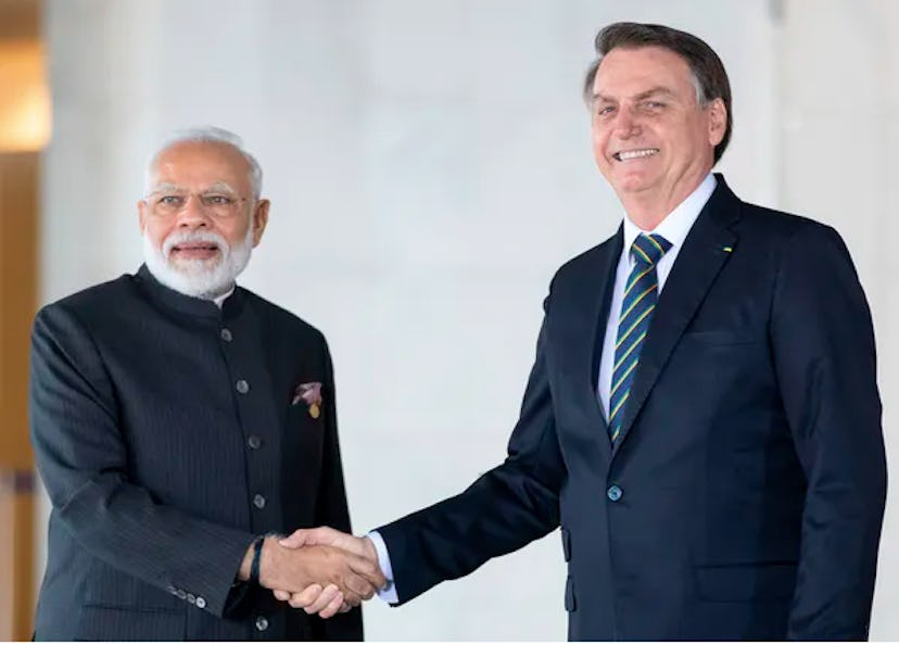 Brazilian president Jair Bolsonaro and Indian Prime Minister Narendra Modi are both accused of misha...