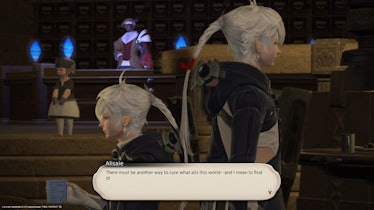 Alphinaud and Alisaie standing back to back in Final Fantasy XIV