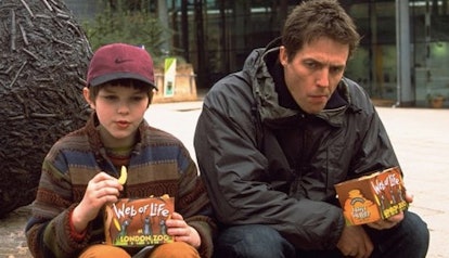 'About A Boy' is a British romantic comedy starring Hugh Grant & Nicholas Hoult