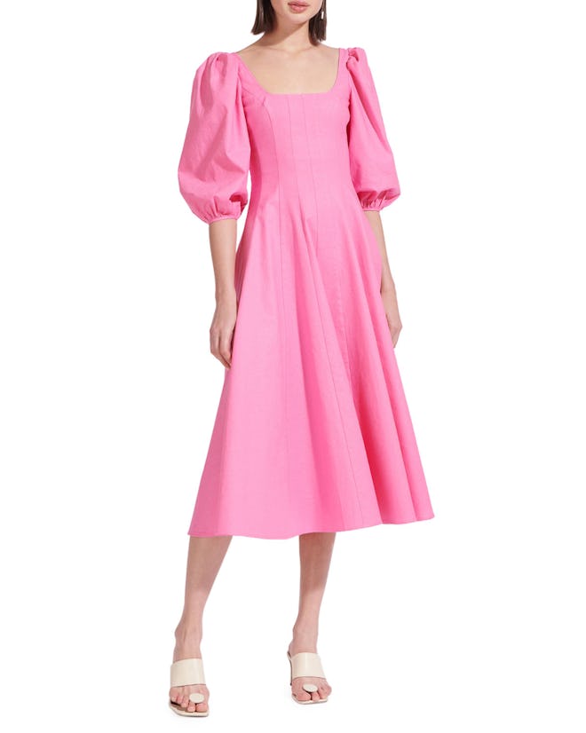 Swells Puff-Sleeve Midi Dress