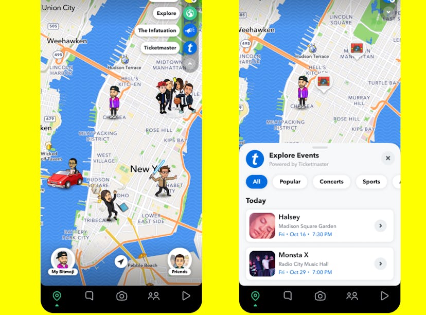 Snapchat is releasing Map Layers on the app that show you restaurants and concerts nearby.