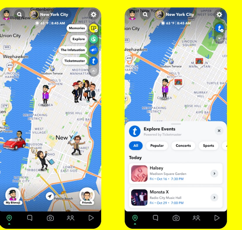Snapchat is releasing Map Layers on the app that show you restaurants and concerts nearby.