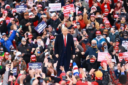 Trump at a campaign rally on Oct. 17, 2020, in Muskegon, Michigan, after recovering from COVID-19.