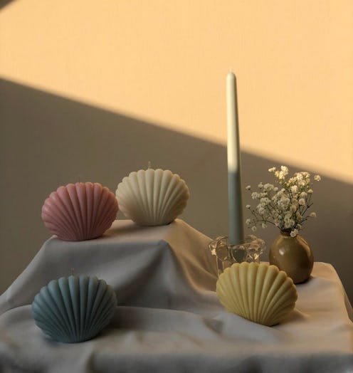 Shell-shaped candles fro Interlude on Etsy