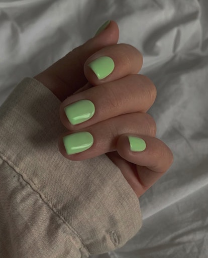 Mint green nail polish shade 