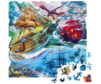 QUOKKA Store Ship Battle With Dragon Wooden Jigsaw Puzzle