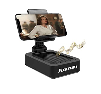 jteman Cell Phone Stand with Wireless Bluetooth Speaker and Anti-Slip Base 