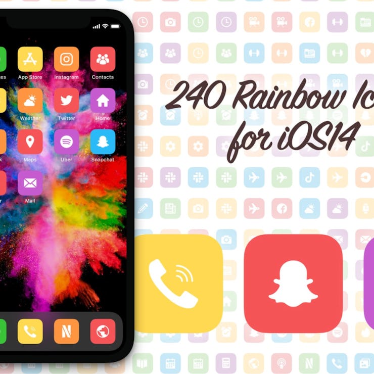 Rainbow Style App Icon Covers for iPhone Home Screen
