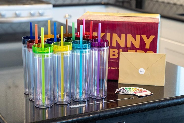 SKINNY TUMBLERS Acrylic Cups, 16 oz. (Set Of 12)