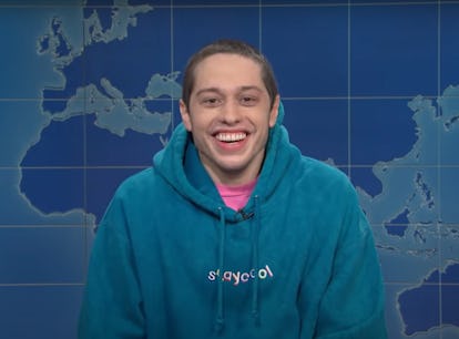 Pete Davidson sparked rumors he may leave 'SNL' during a "Weekend Update" segment on Season 46's fin...