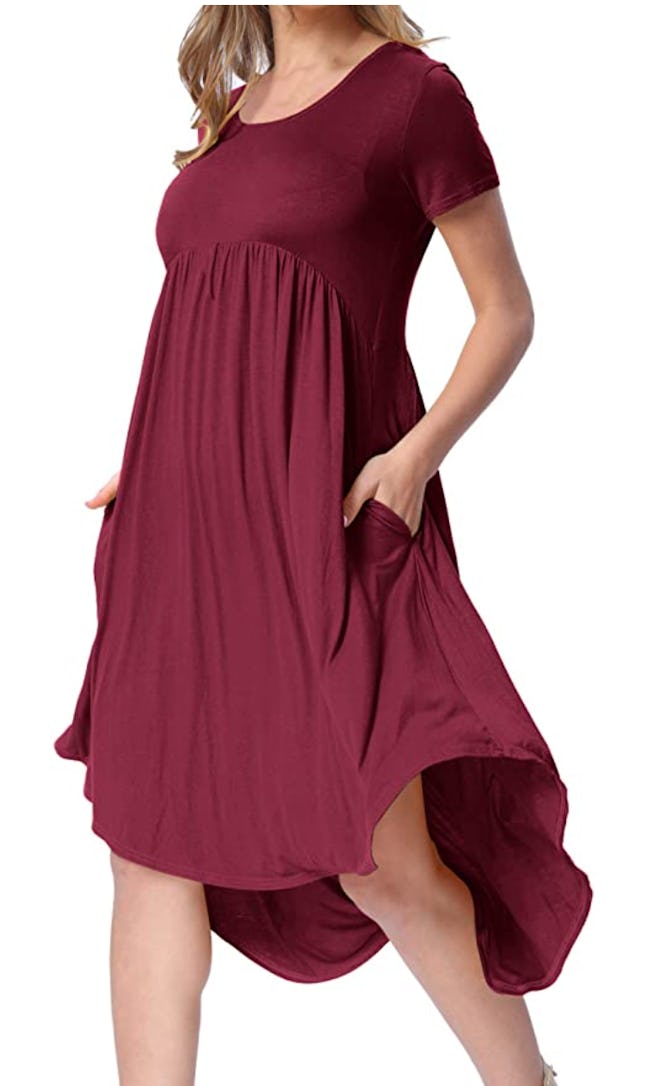 levaca High-Low Pleated Swing Dress