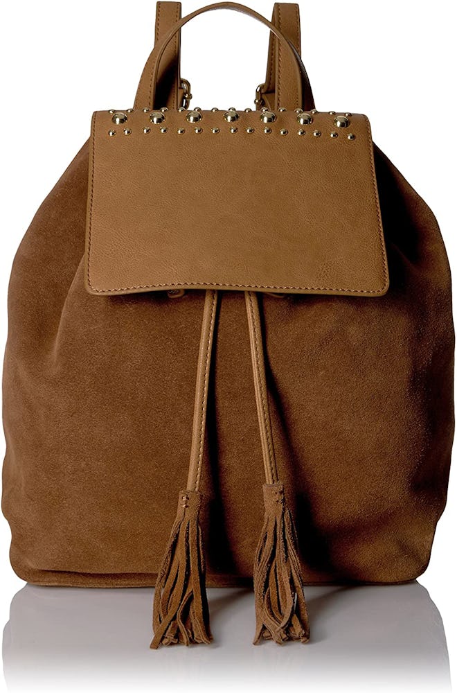 The Fix Avery Studded Top Flap Suede Backpack