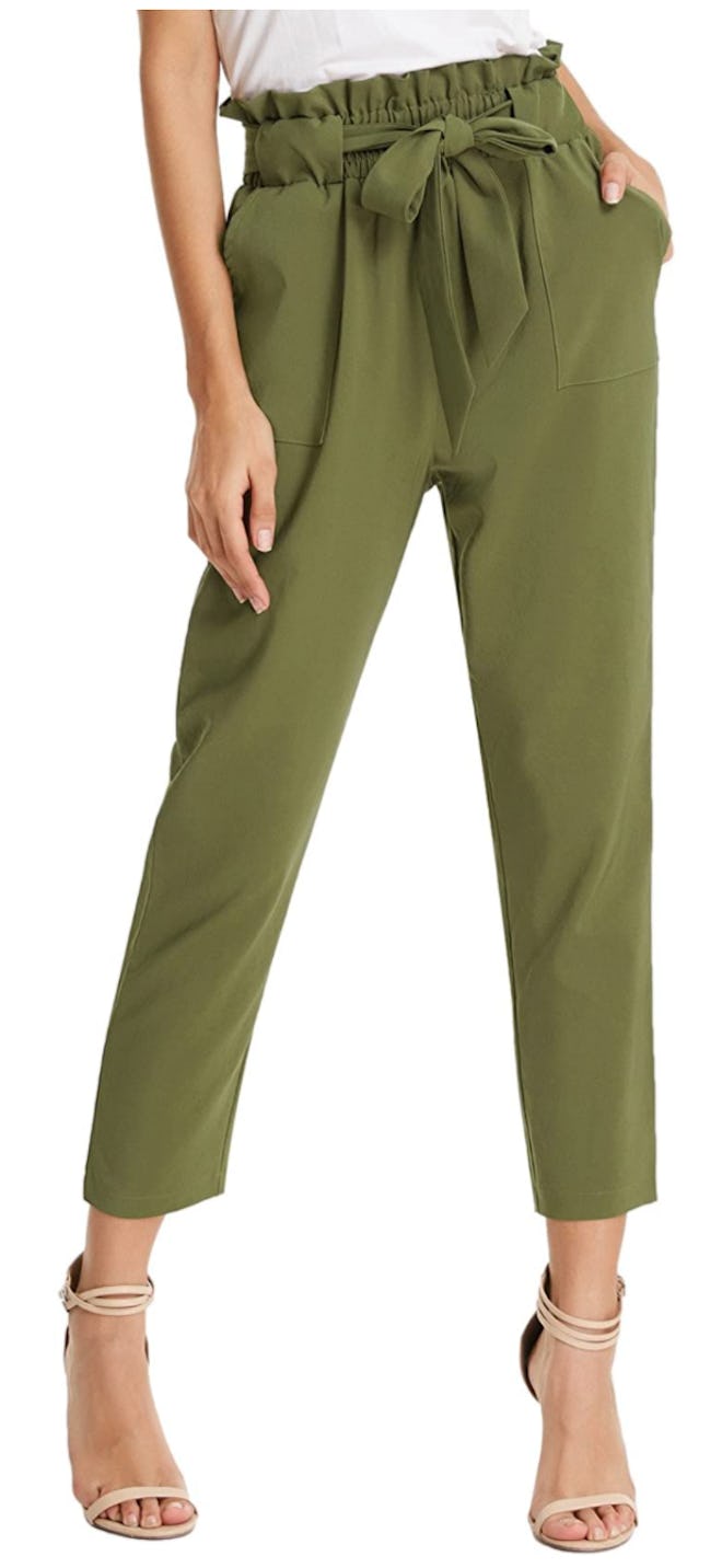 GRACE KARIN Cropped Paper Bag Waist Pants 