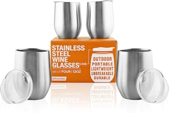 Brovino Stainless Steel Wine Tubmlers (Set of 4)