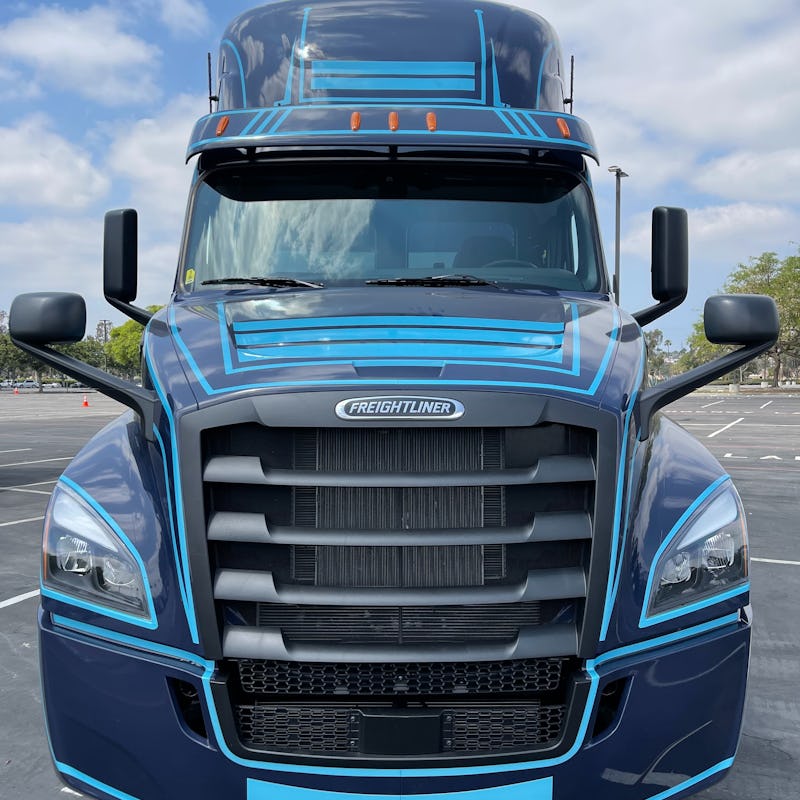 an electric freightliner semitruck