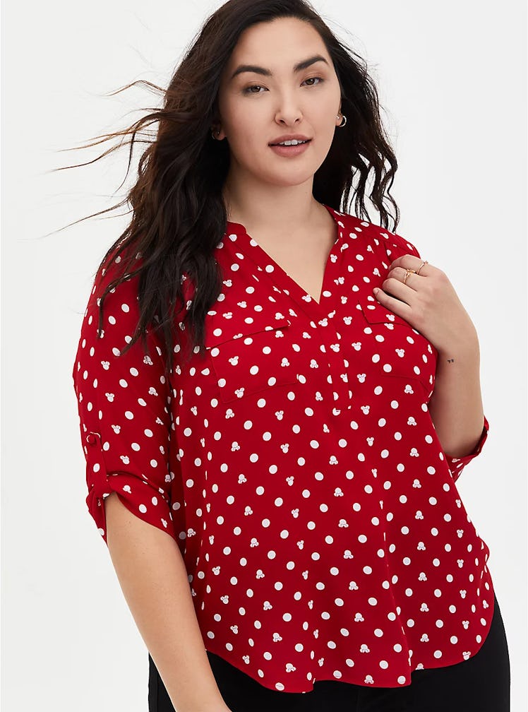 Harper Mini Mouse Dot Georgette Pullover Blouse 