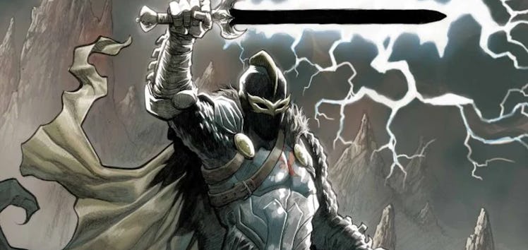 Black Knight holding the Ebony Blade