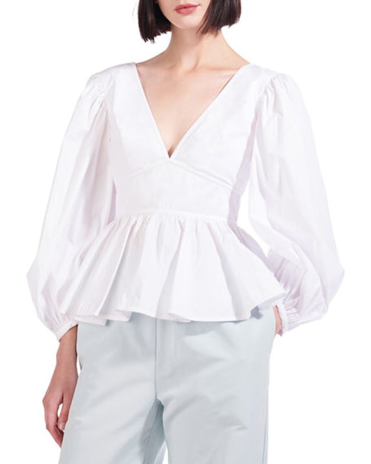 Luna Blouson-Sleeve Top