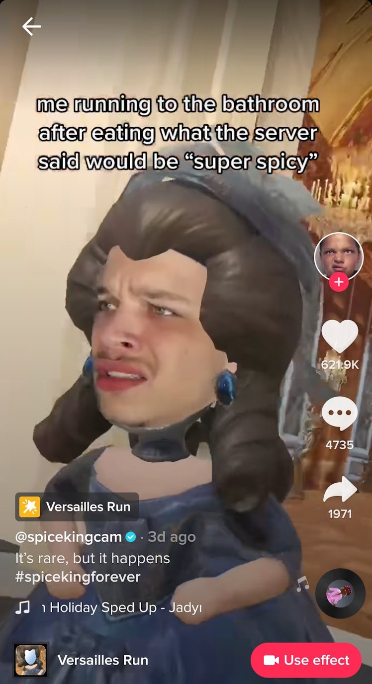 The best Versailles Run TikTok filter memes include jokes about overdoing it on spicy food.