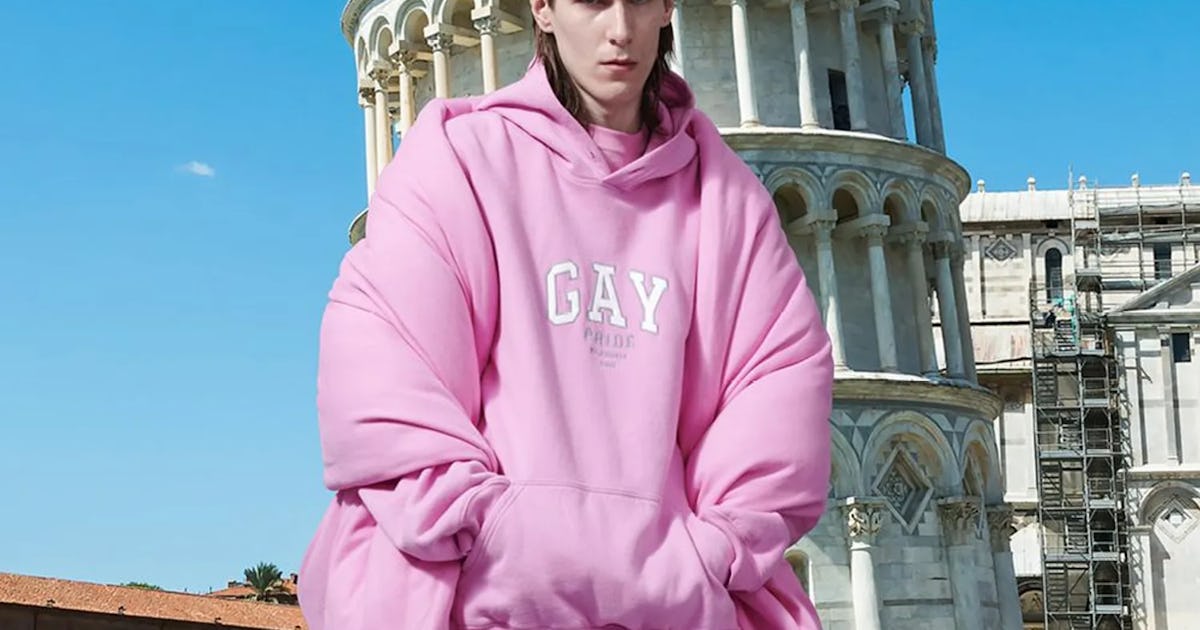 Balenciaga makes the classic Gap logo hoodie Gay for Pride