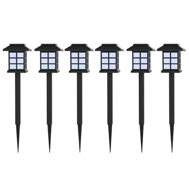 Solar Powered Lights (Set of 6)- LED Outdoor Stake Spotlight Fixture for Gardens, Pathways, and Pati...