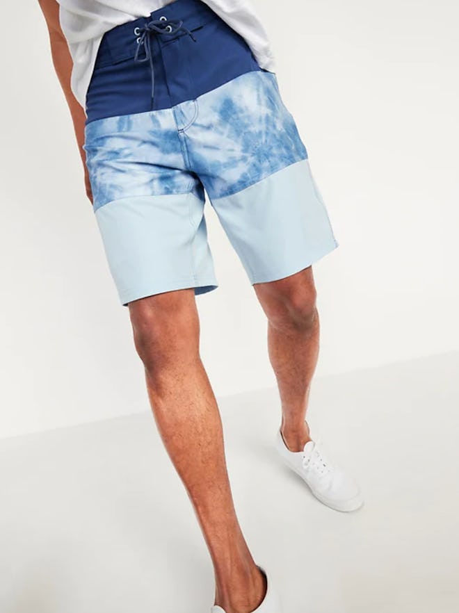 Color-Blocked Built-In Flex Board Shorts for Men