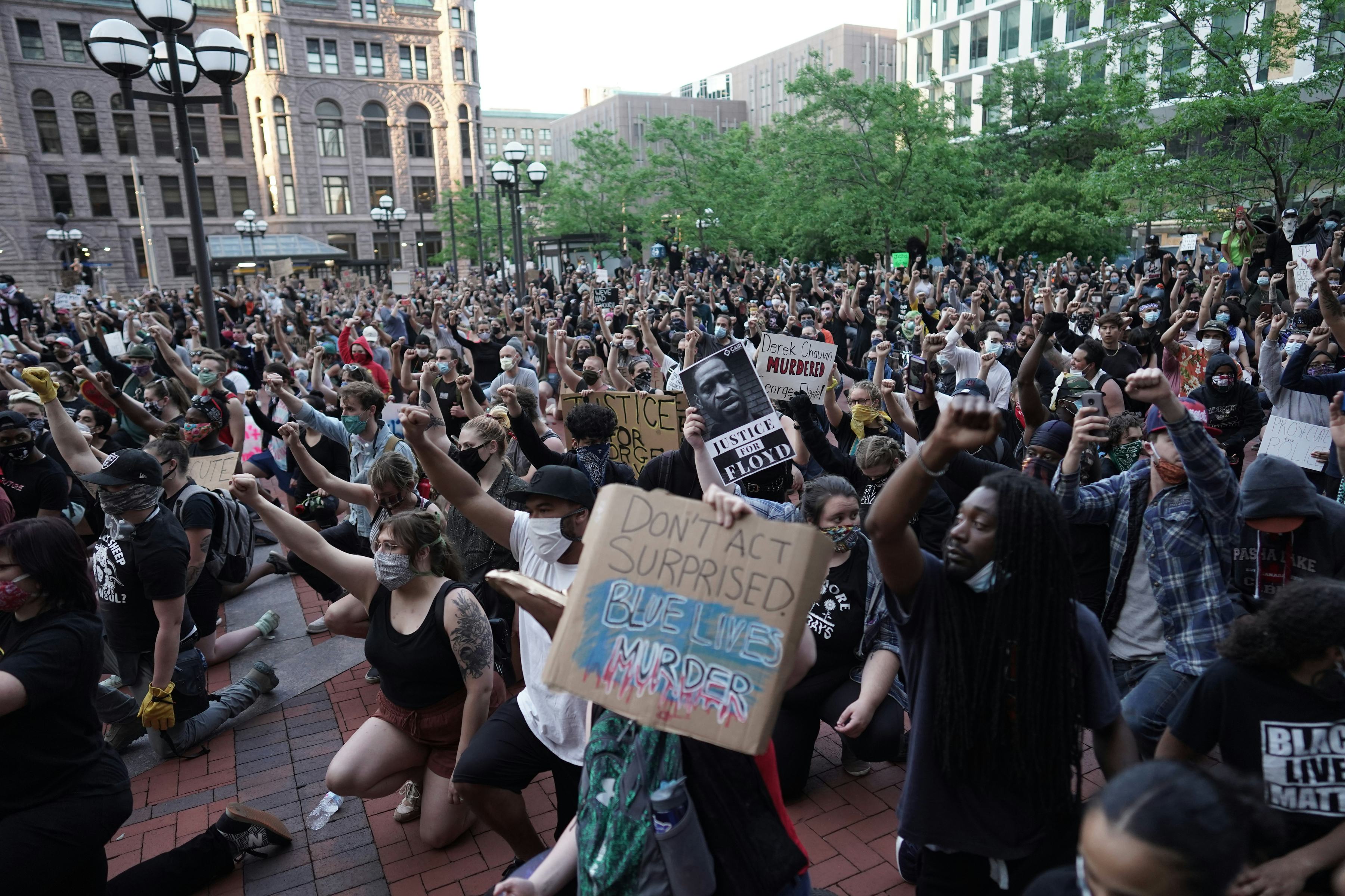 People protesting after George Floyd's murder