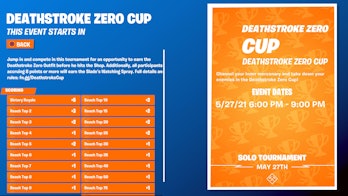 Fortnite Deathstroke Cup Points System Fortnite Deathstroke Zero Cup Start Time And How To Get The Skin Early