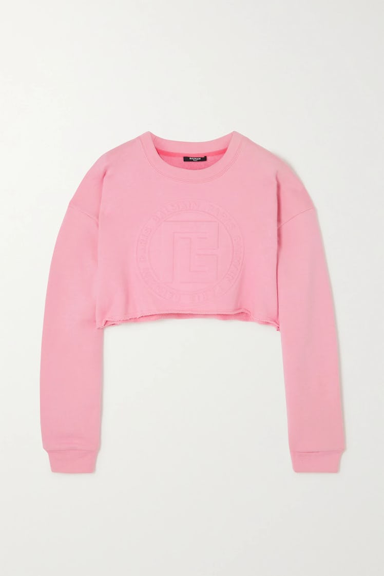 Cropped Embossed Sweatshirt