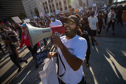 Protesters marching in downtown Los Angeles after George Floyd's death