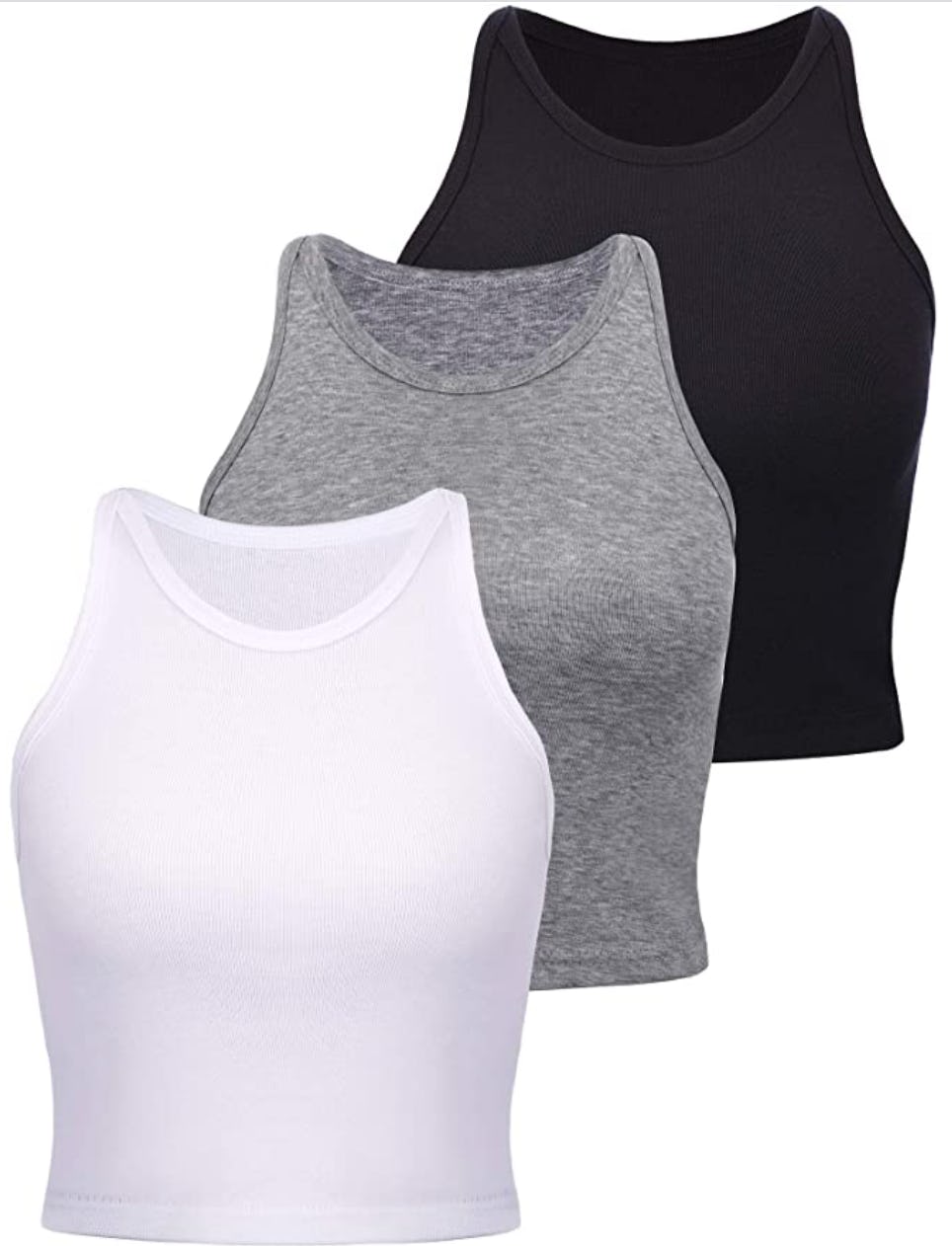 Boao Sleeveless Racerback Crop Top (3-Pack)