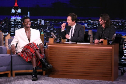 Singer Lil Nas X during an interview with host Jimmy Fallon and musician Dave Grohl on Monday, May 2...