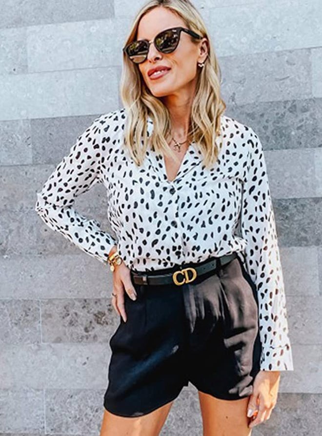 ECOWISH Leopard Button Down Top