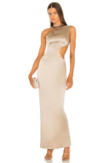 Halter Side Cutout Gown