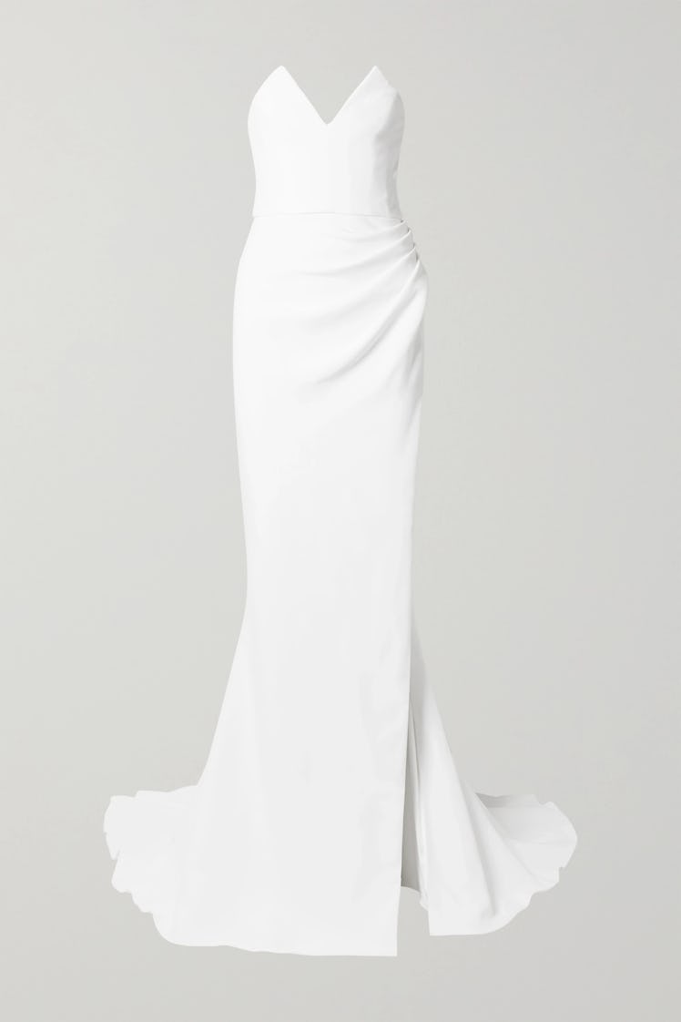 Strapless Ruched Crepe Gown