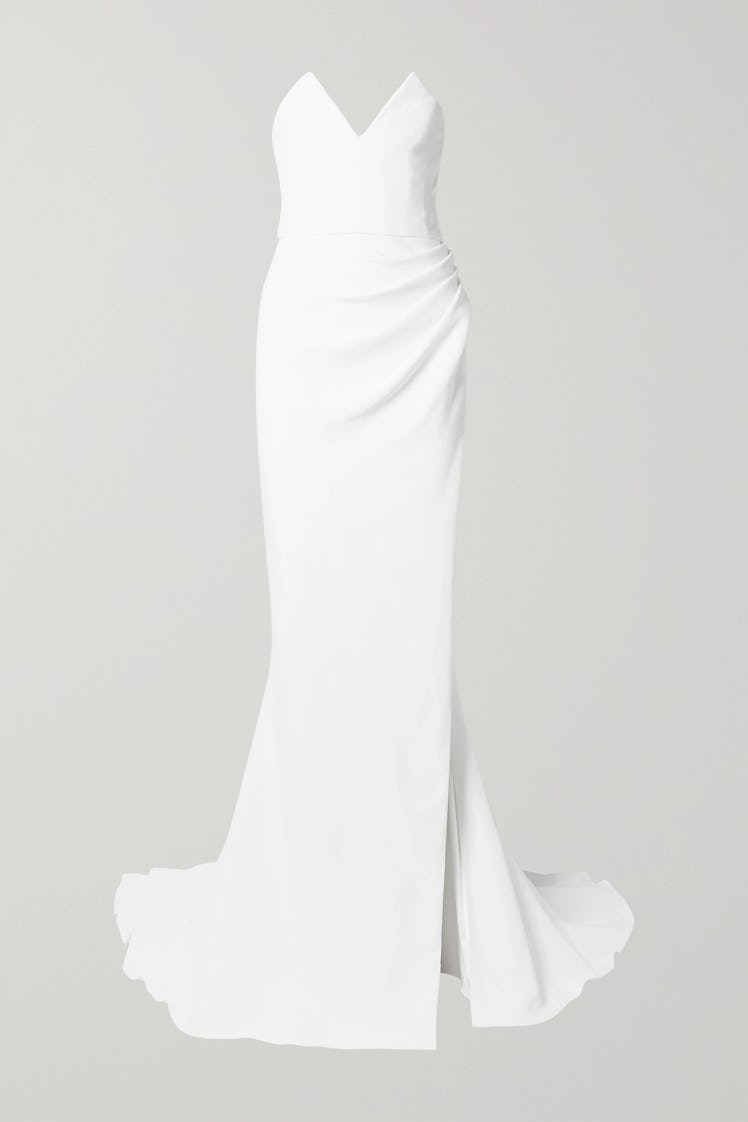 Strapless Ruched Crepe Gown