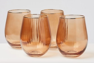 Rosado Pink Stemless Wine Glasses Set of Four