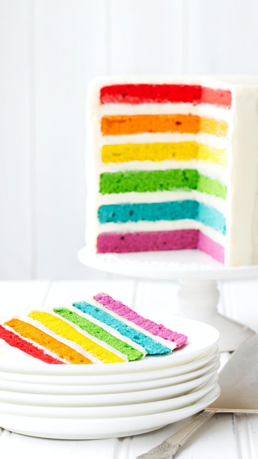 layered rainbow cake 