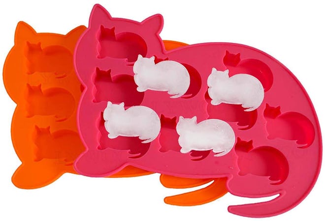LYWOO Cat Shaped Silicone Ice Cube Molds and Tray (2-Pack)