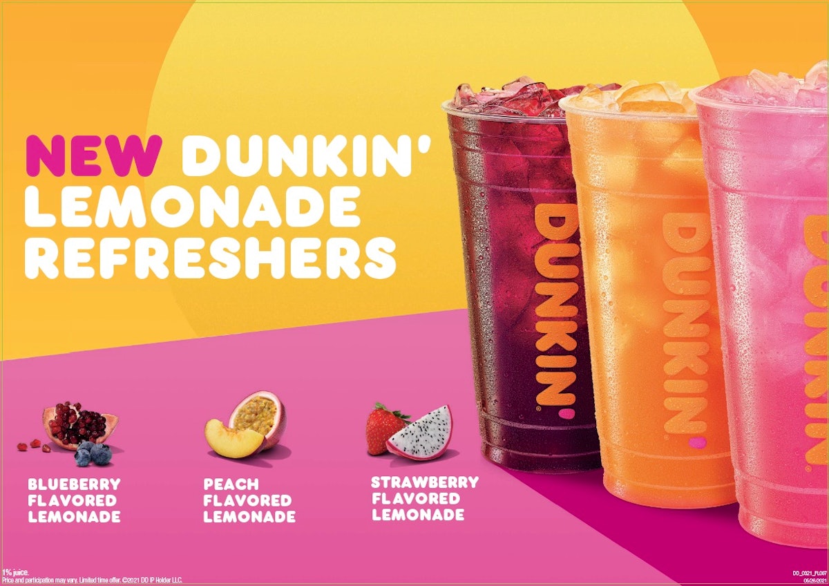 Dunkin's Summer 2021 Menu Includes Lemonade Refreshers & New Cold Brew
